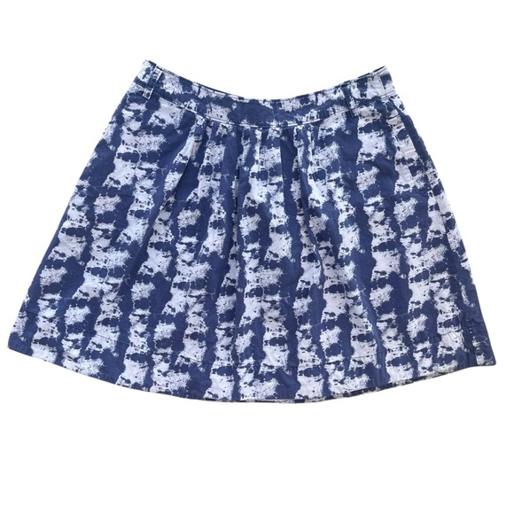 Fossil Dresses & Skirts - Fossil Women’s Size 12 Blue White Tie-dye Pleated Lined A-line Mini Skirt Cotton